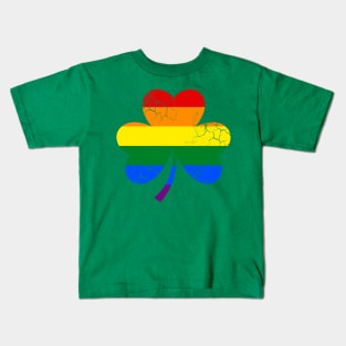 LGBTQ Rainbow Flag Shamrock Gay Lesbian Pride Kids T-Shirt